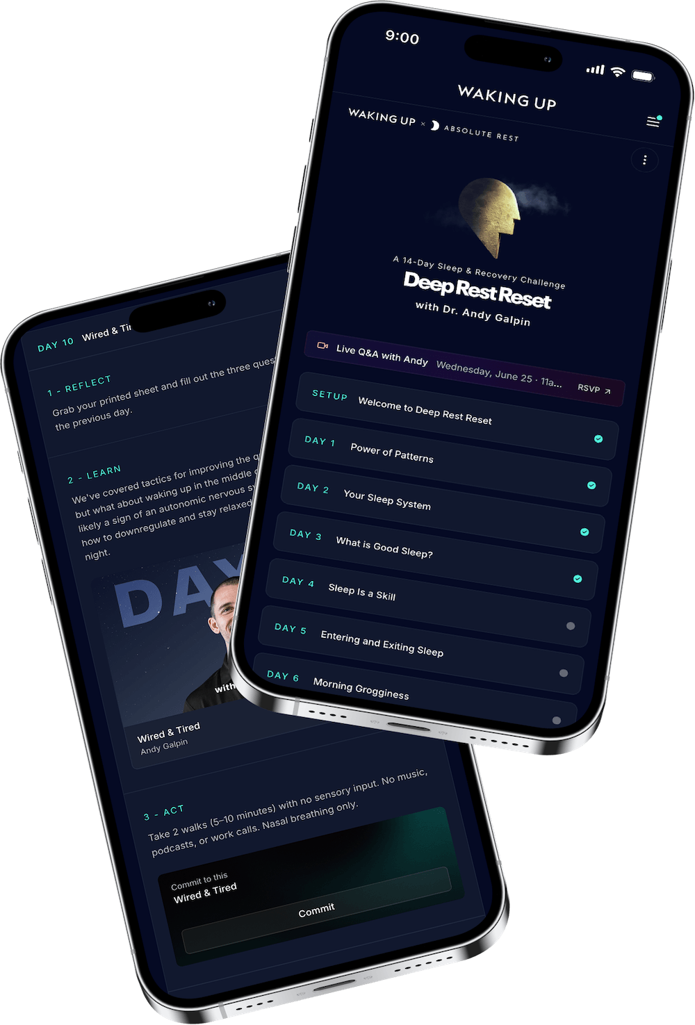 Deep Rest Reset daily hub inside the Waking Up app
