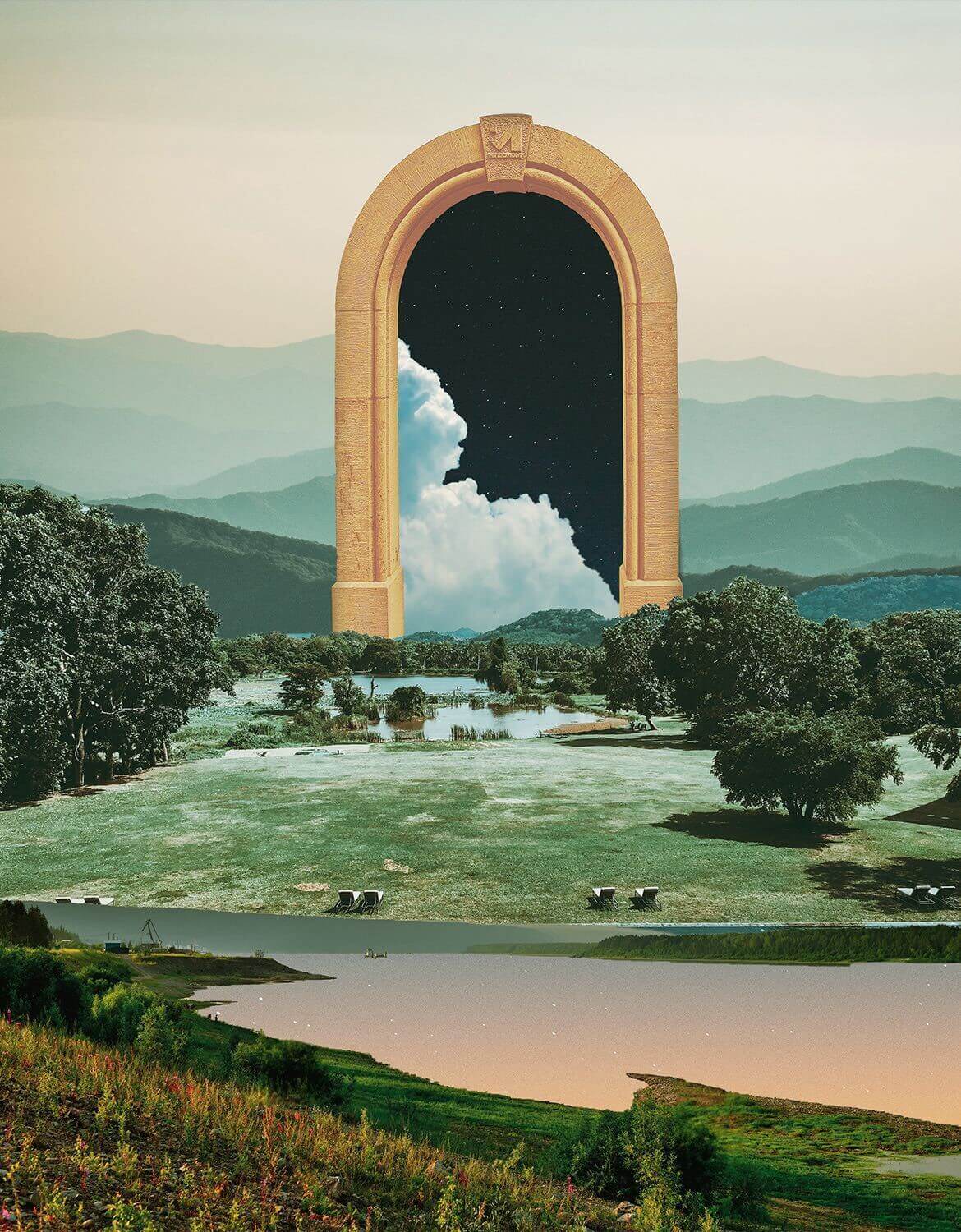 Landscape with a big arch