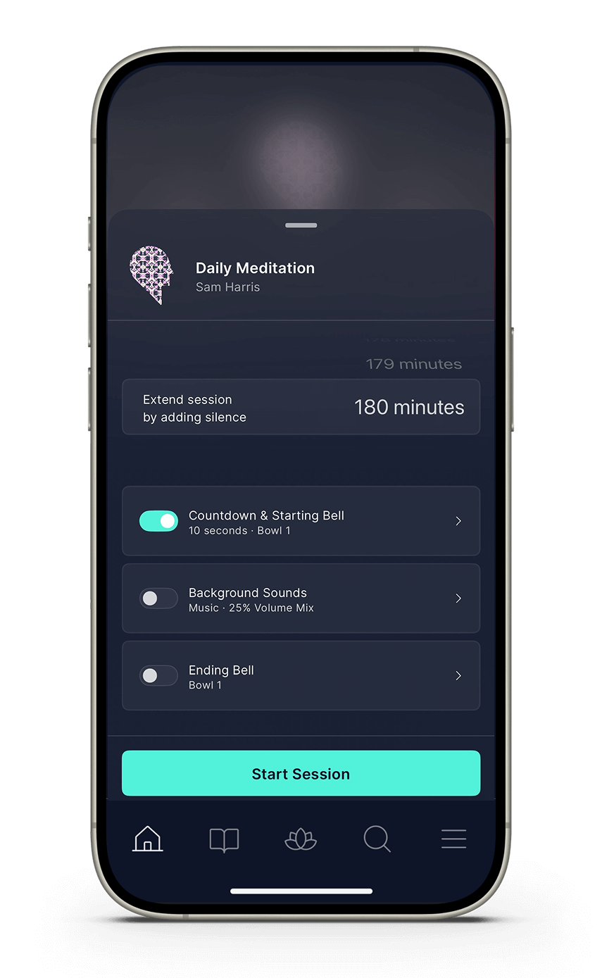 Meditation customization screen